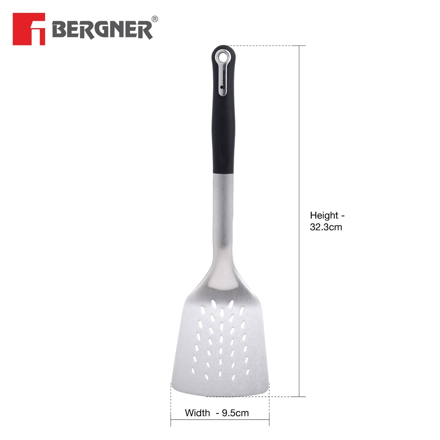Master Pro Stainless Steel 33.6 cm Slotted Turner with Nylon Handle