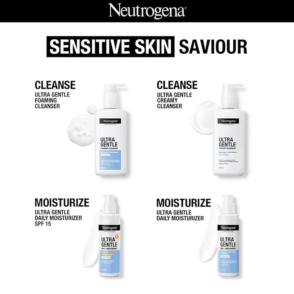 Neutrogena Ultra Gentle Creamy Cleanser | 14X Gentler Cleanser | All Skin Types Including Sensitive Skin | Face Wash for Sensitive Skin for Men & Women | With Barriercare Technology & 10% Glycerin | Paraben-Free