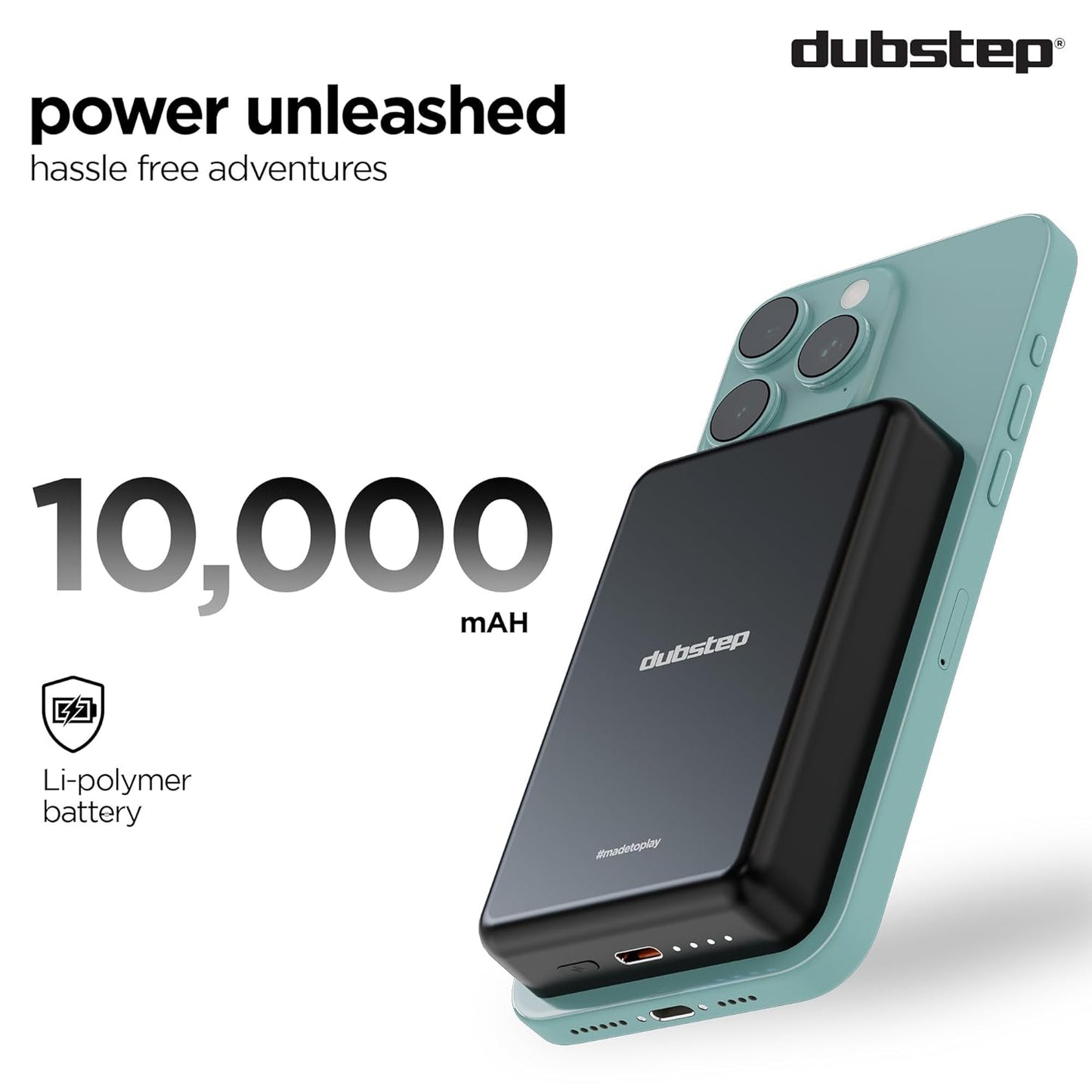 Dubstep Powerblitz X1 10,000 mAh 20W 12W Fast Charging Wired & Wireless