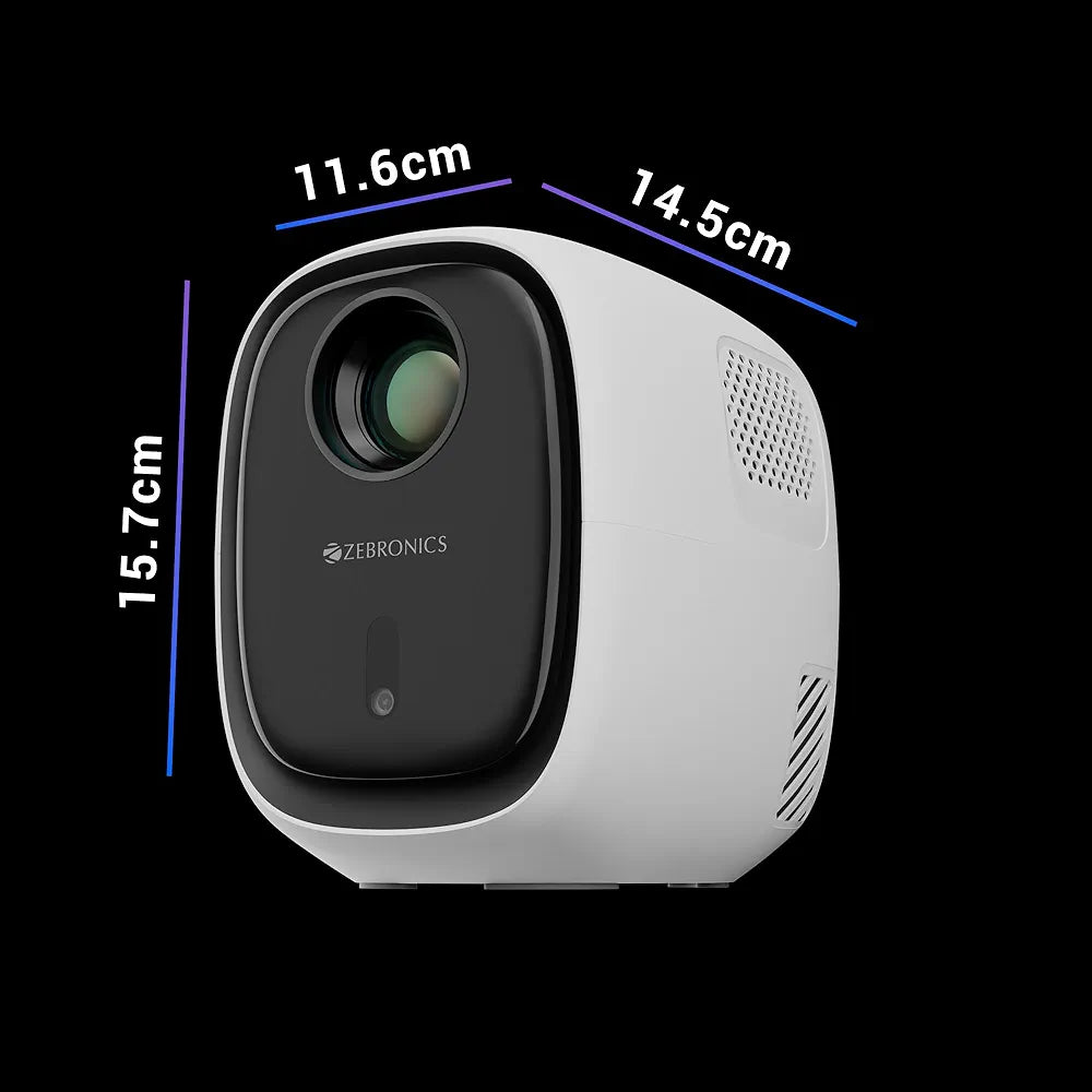 ZEBRONICS PIXAPLAY 53, Smart Vertical Projector, 3500 Lumens, 4K Support, 120 Inch Screen Size, Auto Focus, Auto Keystone, Bluetooth, HDMI, USB, WiFi, 1080p Support, APP Support, Miracast