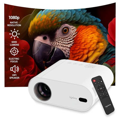 Lifelong TruePixel Smart Projector for Home, Native 1080p Full HD with 4K Support, Android 11 with Built-in apps 6000 Lumens, 5W Speaker, Remote Focus, Max 150'' Display