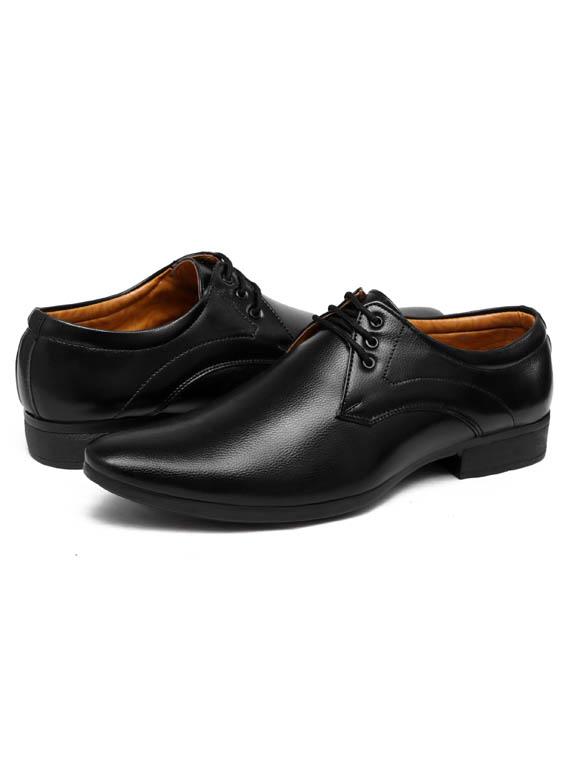 black leather lace-up derby