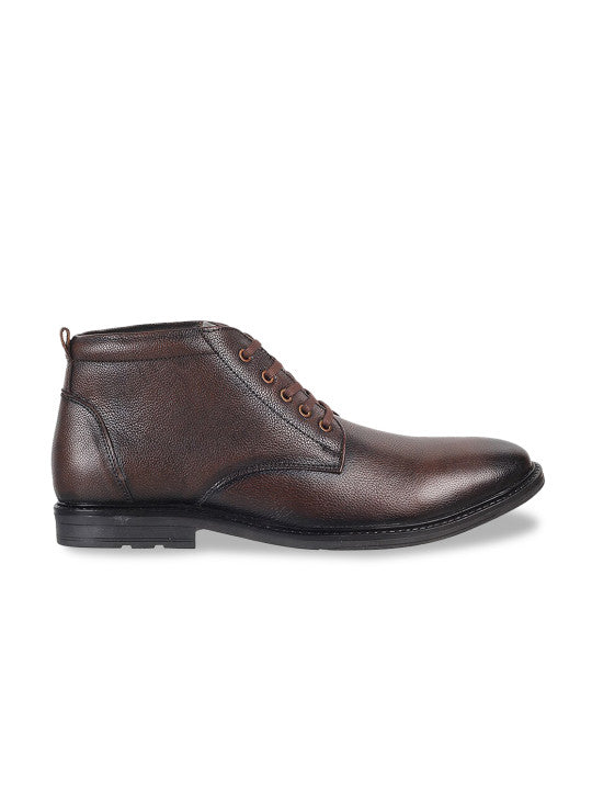 Men Textured Leather Mid-Top Formal Derbys