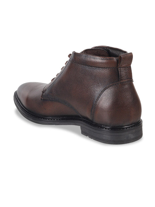 Men Textured Leather Mid-Top Formal Derbys