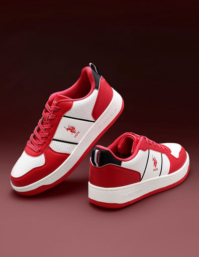 Men Reggie Red Retro Court Sneakers