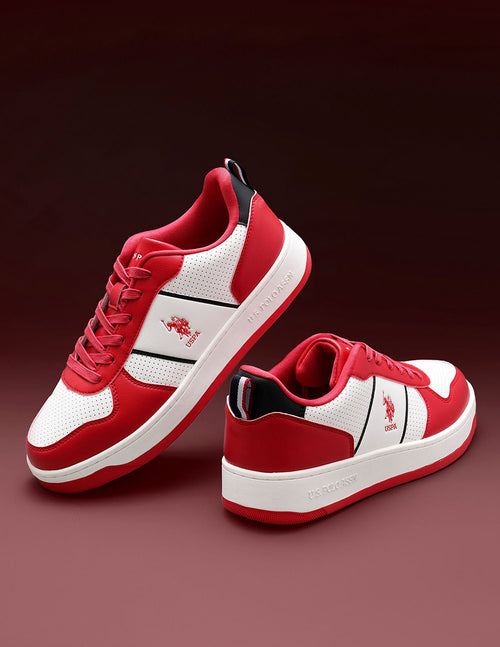 Men Reggie Red Retro Court Sneakers