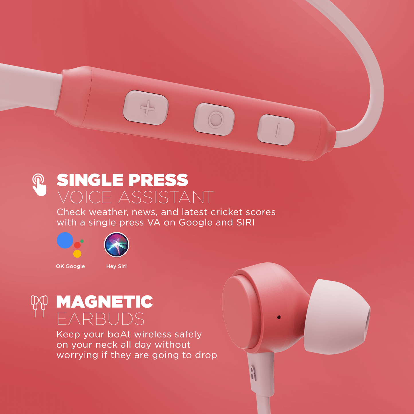 boAt Rockerz 103 Pro | Wireless Earphones with 10 mm Drivers, Single Press Voice Assistant, Up To 20 Hours Uninterrupted, ENx™ Technology