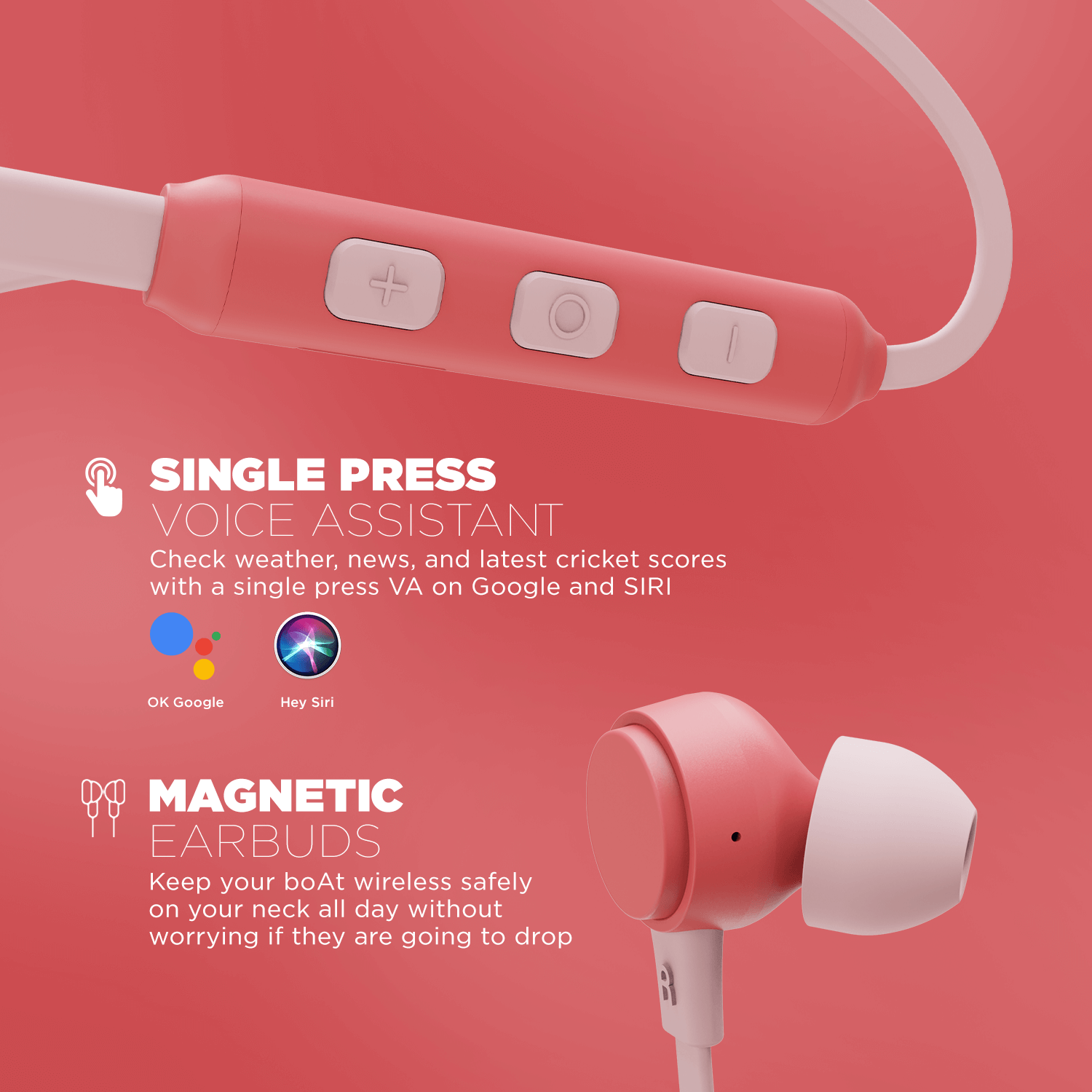 boAt Rockerz 103 Pro | Wireless Earphones with 10 mm Drivers, Single Press Voice Assistant, Up To 20 Hours Uninterrupted, ENx™ Technology