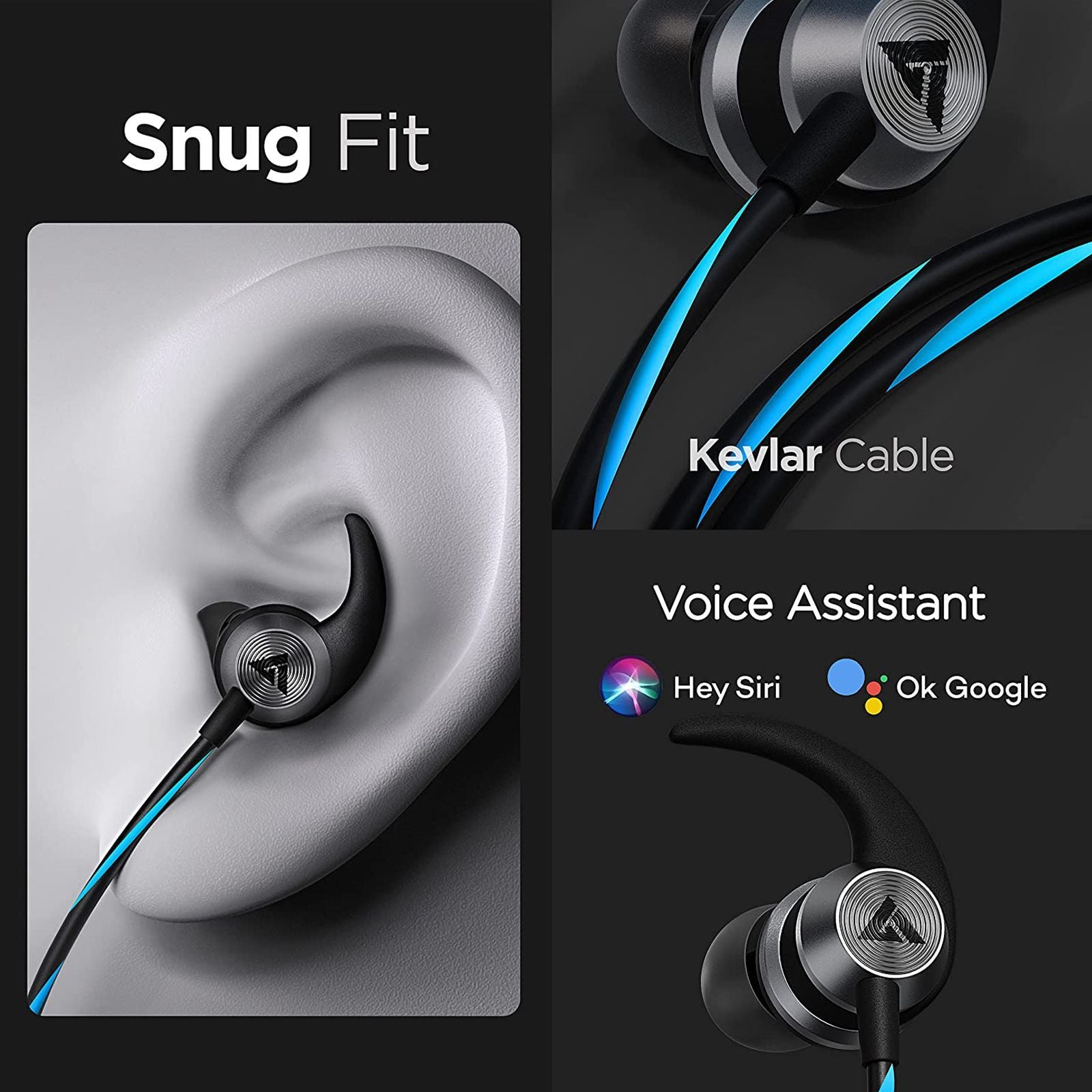 GOBOULT BassBuds X1 BA-RD-X1 Wired Earphone with Mic (In Ear, Blue)