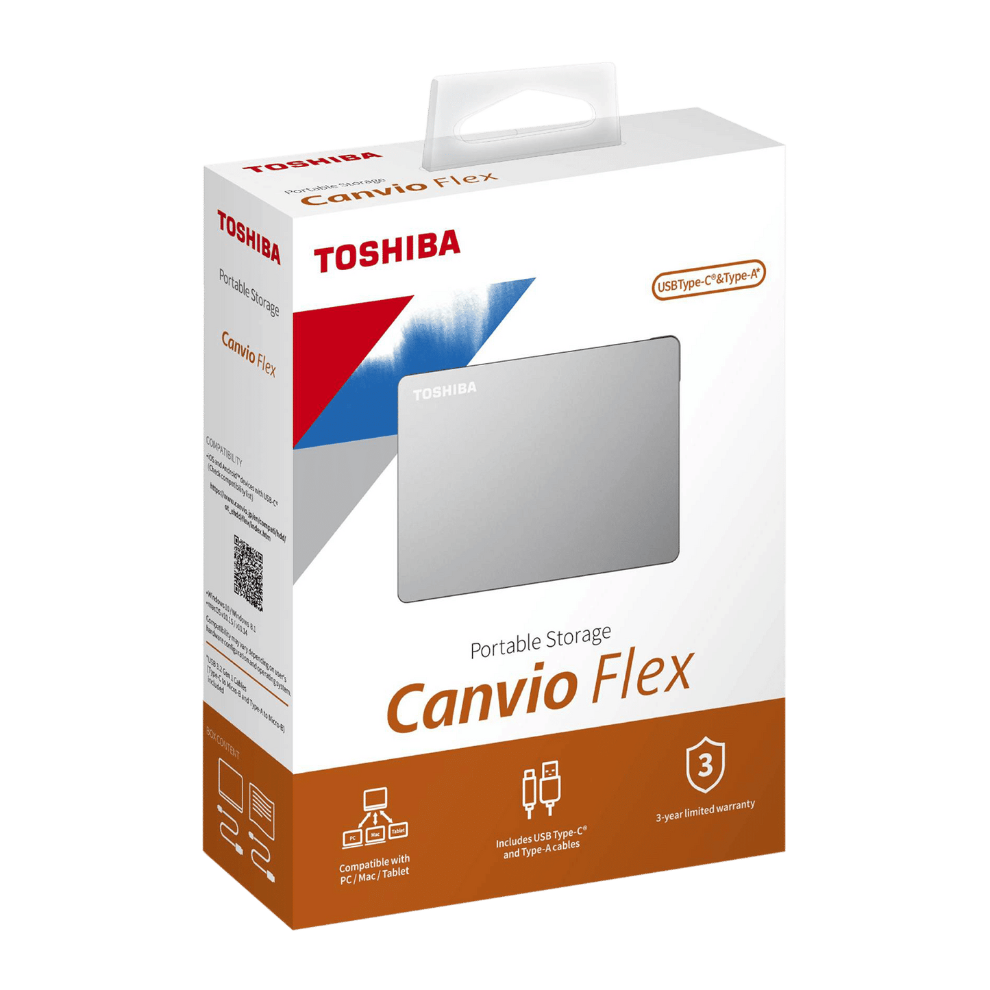 TOSHIBA Canvio Flex 4TB USB 3.0/USB 2.0 Hard Disk Drive (Cross-Device Compatibility, HDTX140ASCCA, Silver)