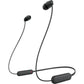 Sony WI-C100 Wireless Headphones with Customizable Equalizer for Deep Bass & 25 Hrs Battery, DSEE-Upscale, Splash Proof, 360RA, Fast Pair, in Ear Bluetooth Headset with Mic for Phone Calls 