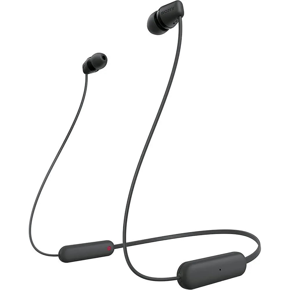 Sony WI-C100 Wireless Headphones with Customizable Equalizer for Deep Bass & 25 Hrs Battery, DSEE-Upscale, Splash Proof, 360RA, Fast Pair, in Ear Bluetooth Headset with Mic for Phone Calls 