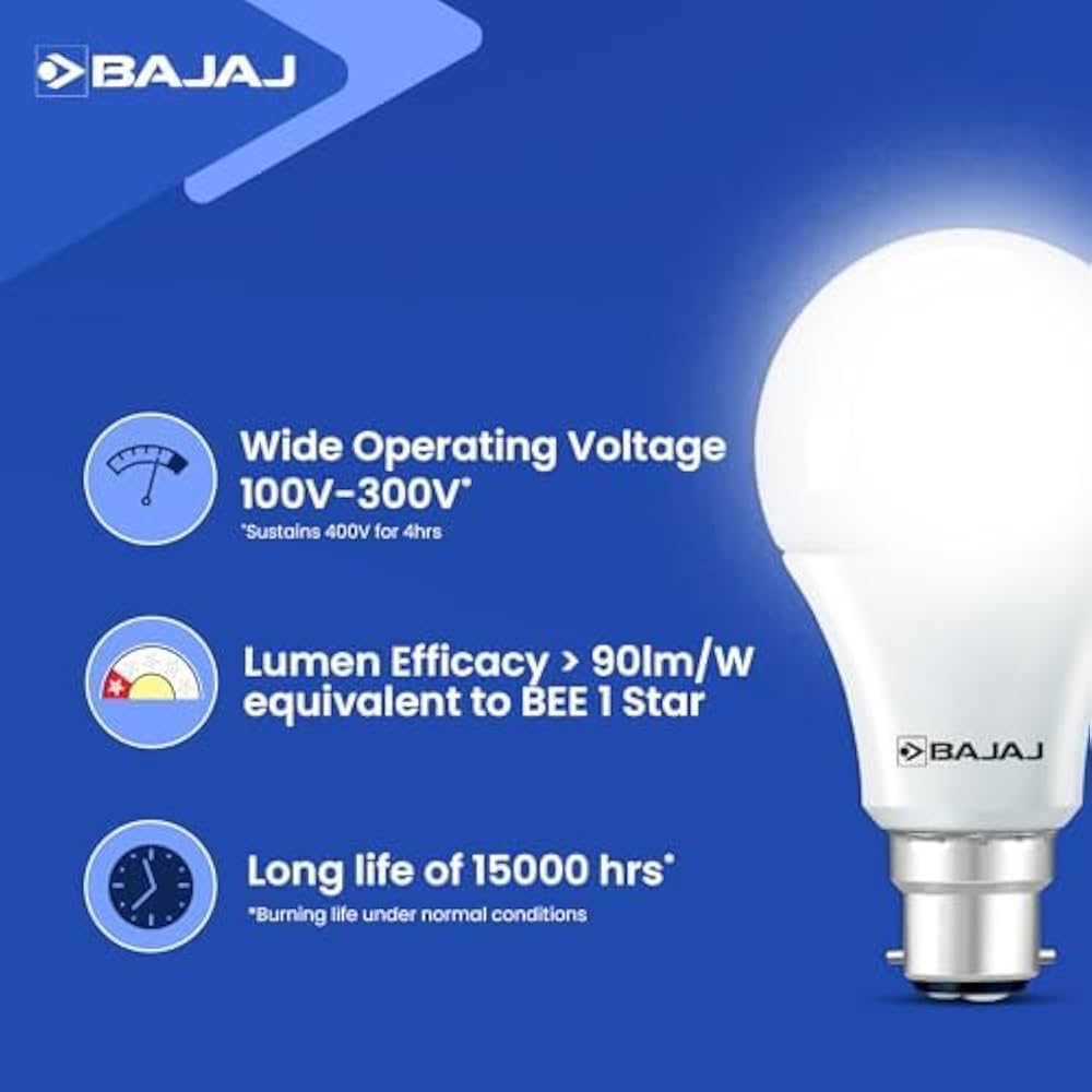 Bajaj Ivora Hb Led Lamp 9W Cdl Cool Daylight B22D|Energy Efficient|Environment Friendly|Ir,Uv Free|3.5 Kv Surge Protection|Led Bulb For Home||1 Yr Warranty
