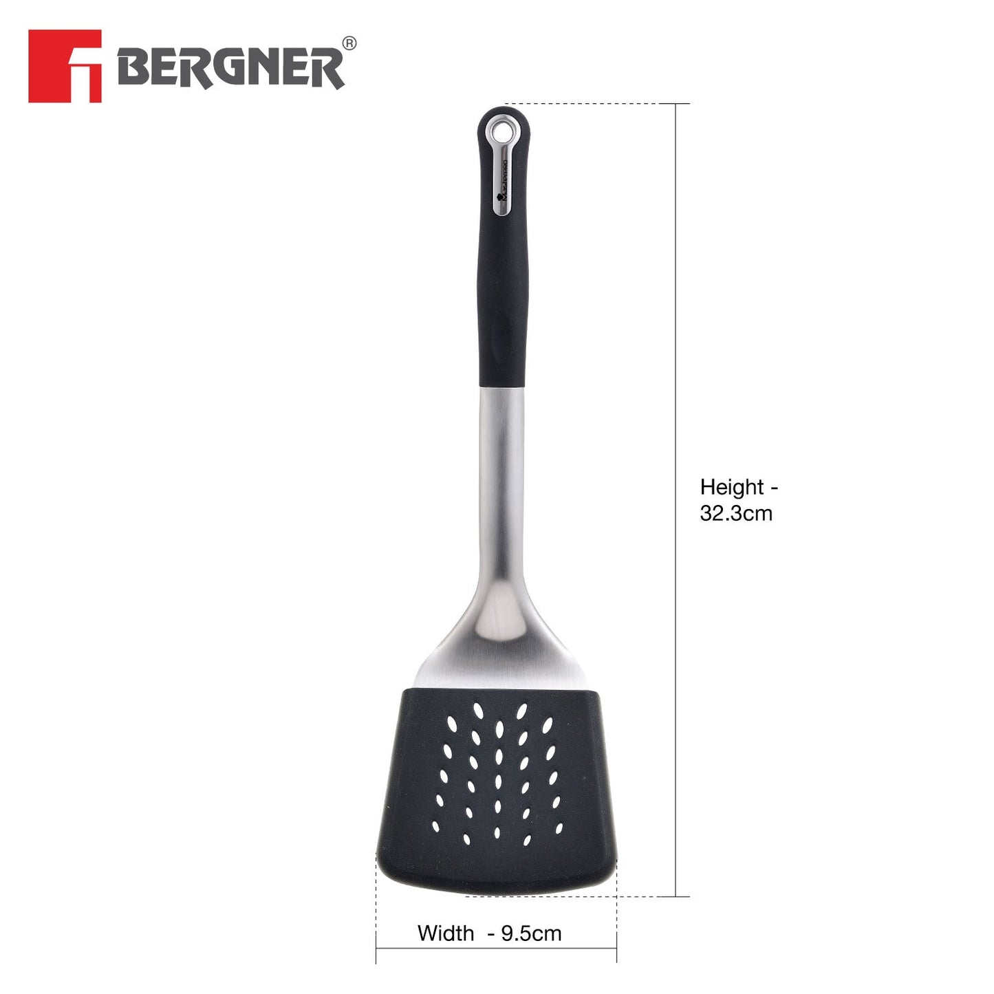 Master Pro Stainless Steel 34.3 cm Slotted Turner with Nylon Handle