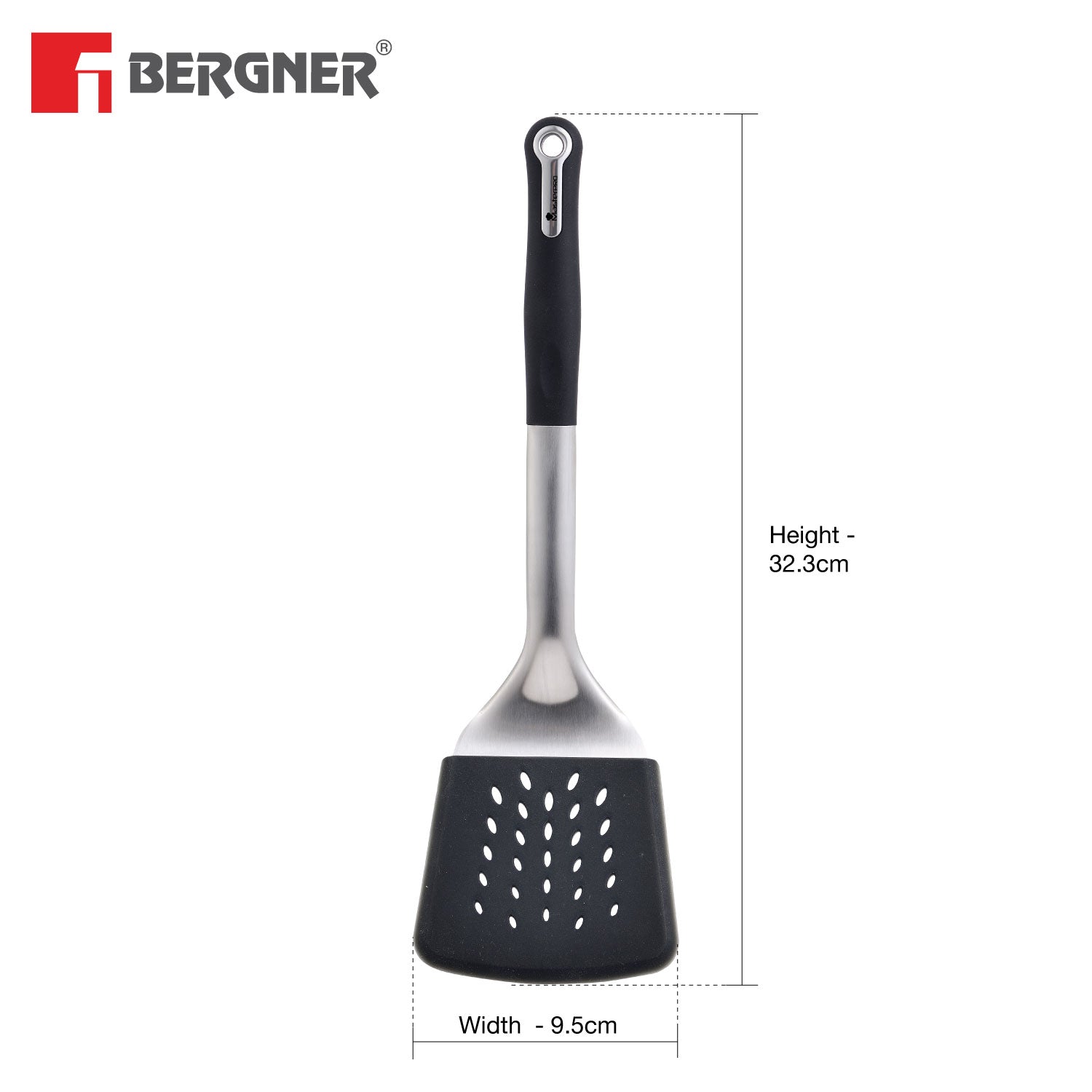 Master Pro Stainless Steel 34.3 cm Slotted Turner with Nylon Handle