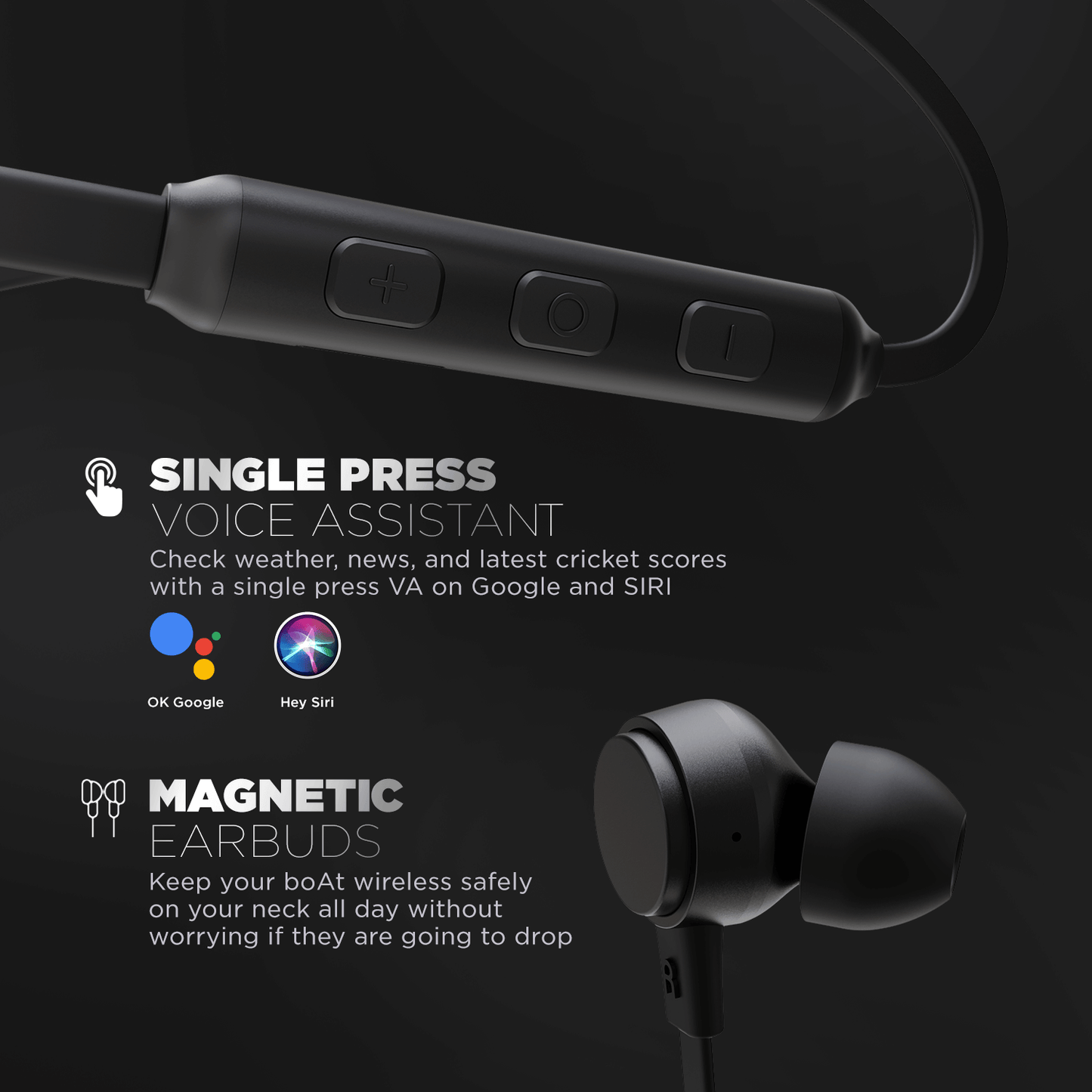 boAt Rockerz 103 Pro | Wireless Earphones with 10 mm Drivers, Single Press Voice Assistant, Up To 20 Hours Uninterrupted, ENx™ Technology