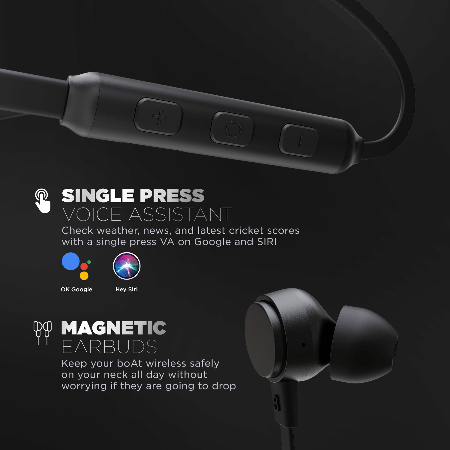 boAt Rockerz 103 Pro | Wireless Earphones with 10 mm Drivers, Single Press Voice Assistant, Up To 20 Hours Uninterrupted, ENx™ Technology