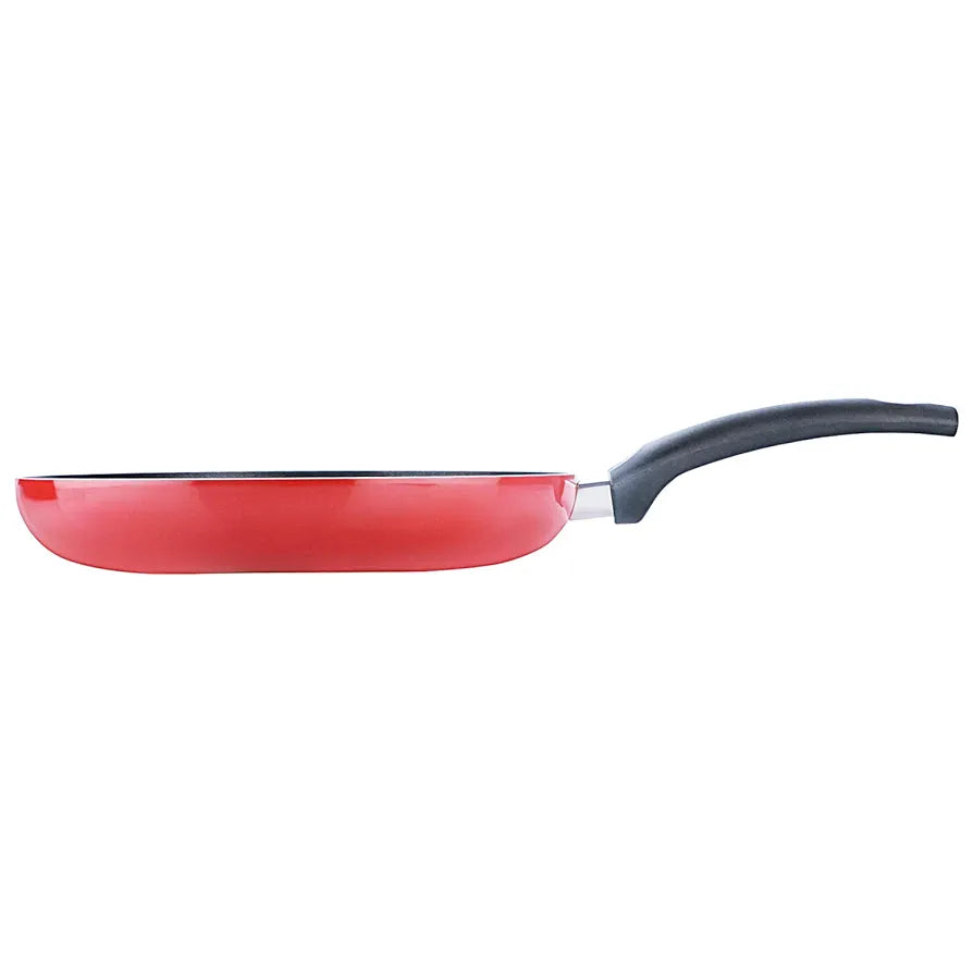 Wellberg Essential Press Aluminium Non Stick Fry Pan, 24 cm, Red