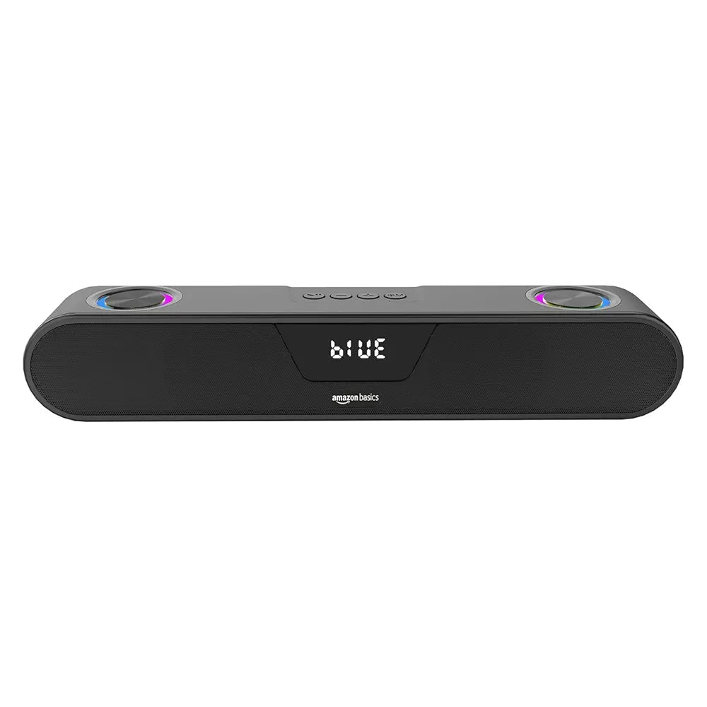 amazon basics 20W Bluetooth Soundbar Speaker with 2000mah Battery, BT v5.1, Aux, USB Port, LED Display and RGB Party Lights
