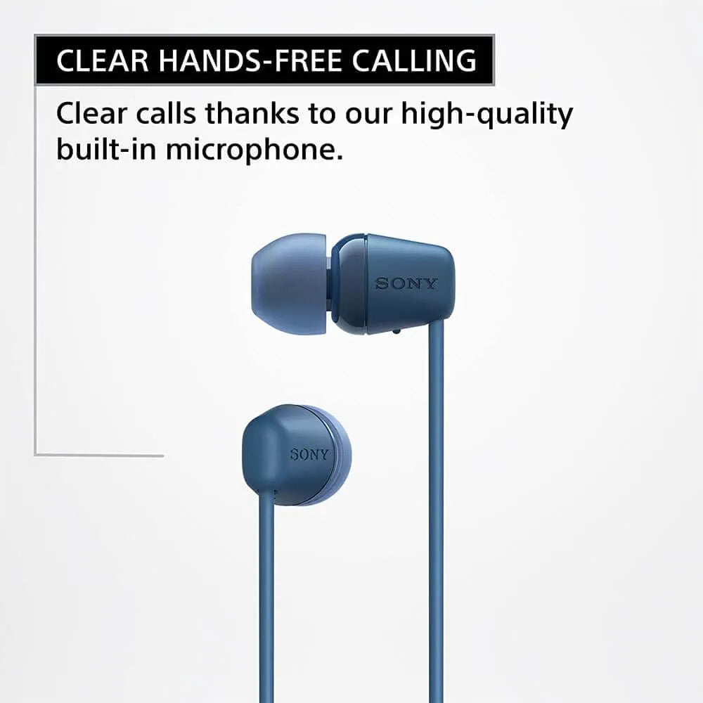 Sony WI-C100 Wireless Headphones with Customizable Equalizer for Deep Bass & 25 Hrs Battery, DSEE-Upscale, Splash Proof, 360RA, Fast Pair, in Ear Bluetooth Headset with Mic for Phone Calls 