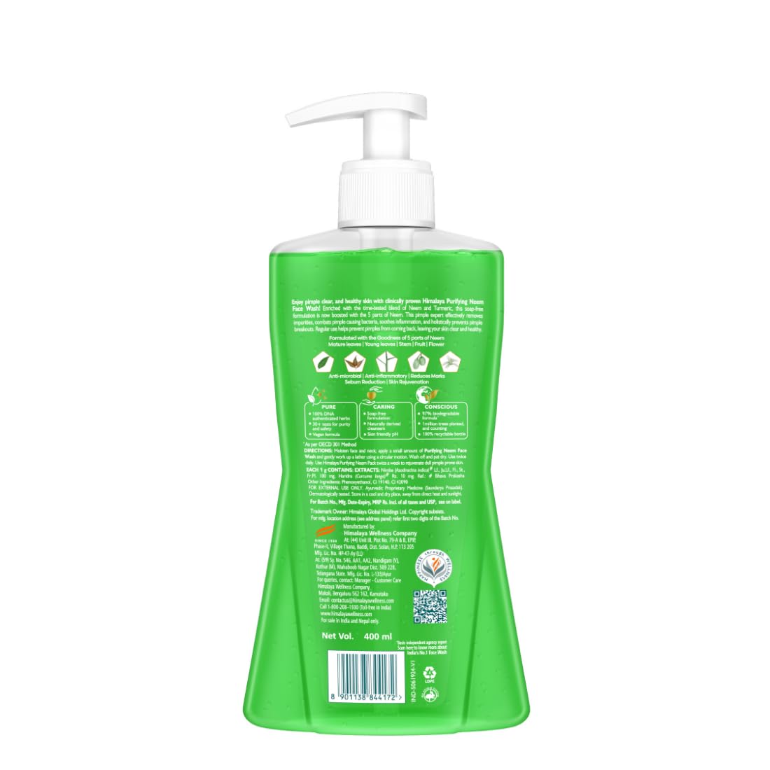 Himalaya Purifying Neem Face Wash | Clears and Prevents Pimples & Acne 400 ml