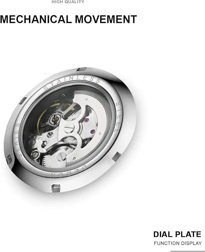 Kredo Men OTUS Malik Silver Mechanical Automatic Skeleton Analogue Self-Winding Water Resistant Stainless Steel Wrist Watch-KW073 | Octagonal Dial Mesh Stainless Steel Strap | Designed in Amsterdam