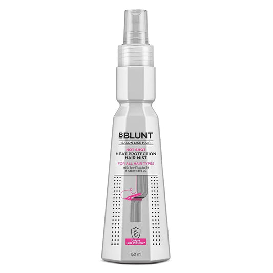 Bblunt Hot Shot Heat Protection Hair Mist | Designed for Indian Hair | Prevents Damage | Upto 230° Celsius Protection | Hair Spray for Men & Women | 150 ml