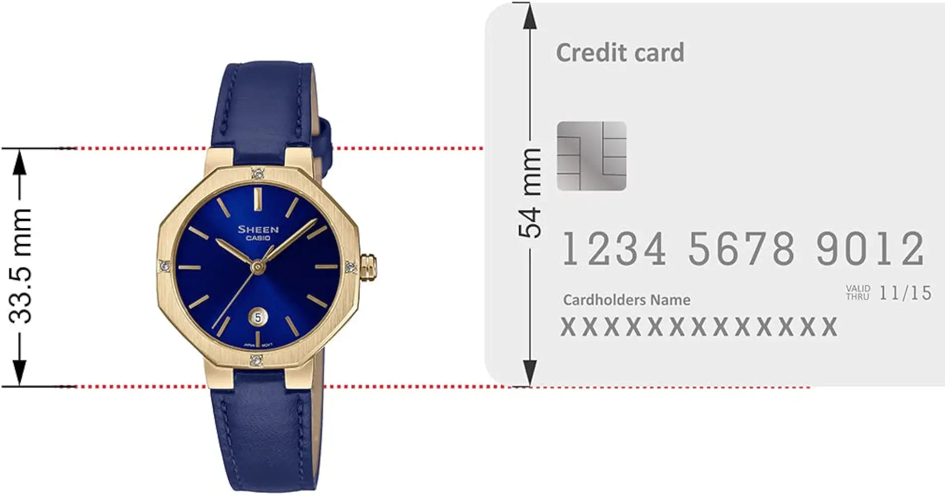 Casio Women Leather Analog Blue Dial Watch-She-4543Gl-2Audf, Band Color-Blue