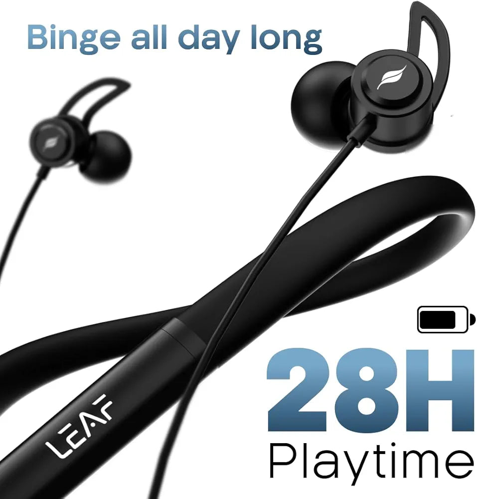 Leaf Rush X342 in Ear Neckband with Ai Sound App, 28H Playtime, Silicon Neckline, 3 Eq Modes , Fast Charging , 10Mm Driver, Ipx4, Bluetooth V5.3 