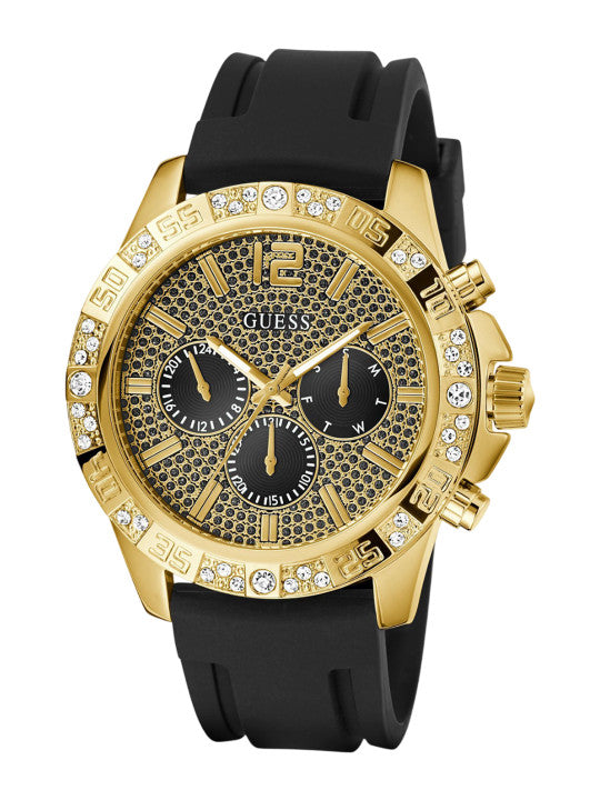 GUESS Men Embellished Black Round Dial & Black Straps Analogue Watch GW0909G2
