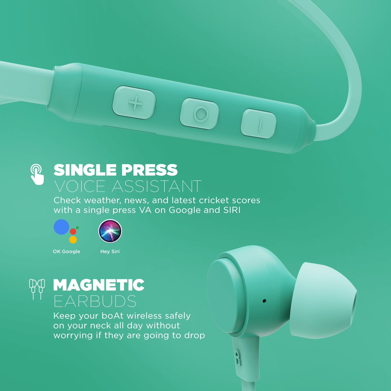 boAt Rockerz 103 Pro | Wireless Earphones with 10 mm Drivers, Single Press Voice Assistant, Up To 20 Hours Uninterrupted, ENx™ Technology