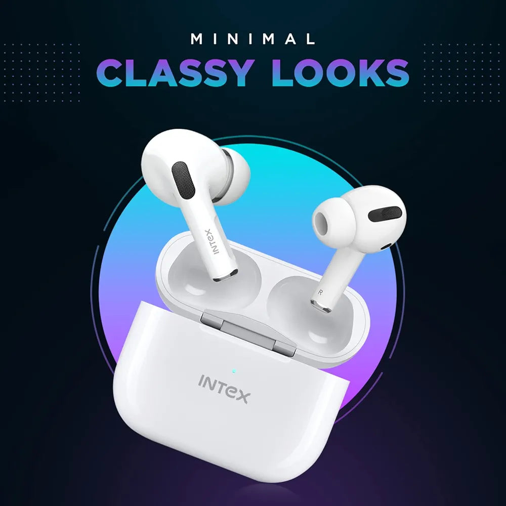 Intex Air Studs Alpha Bluetooth Truly Wireless in Ear with Up to 18H Playtime, IPX5 Extremely Loud Sound, Water Resistant, ASAP Wireless Charge, Premium Look with Super Glossy Finish 