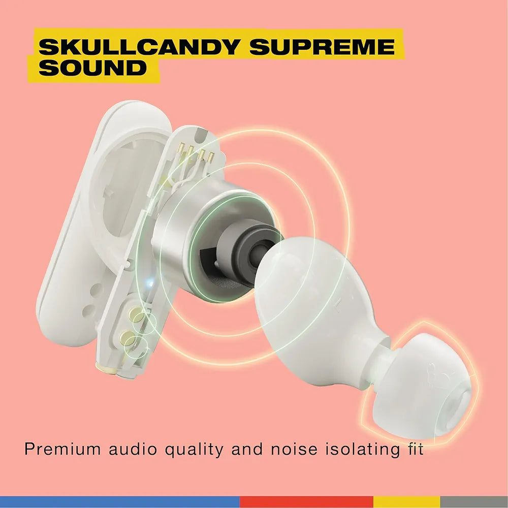 Skullcandy Smokin Buds Wireless in Ear Earbuds – ENC for Clear Calls, Music/Movie/Podcast EQ Modes, 20Hr Battery, Rapid Charge, Touch Controls, Solo Bud Use 