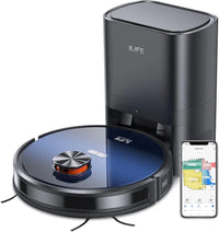 ILIFE Robot Vacuum Self Emptying - 3000pa T10s Robot Vacuum and Mop with Lidar Navigation Smart Mopping - 2.5L Dust Bag Vacuum Cleaner Robot Work with Alexa - Ideal for Pet Hair Carpet Hard Floor