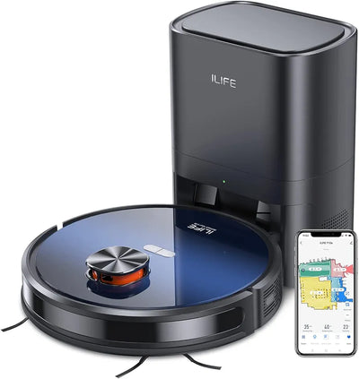 ILIFE Robot Vacuum Self Emptying - 3000pa T10s Robot Vacuum and Mop with Lidar Navigation Smart Mopping - 2.5L Dust Bag Vacuum Cleaner Robot Work with Alexa - Ideal for Pet Hair Carpet Hard Floor