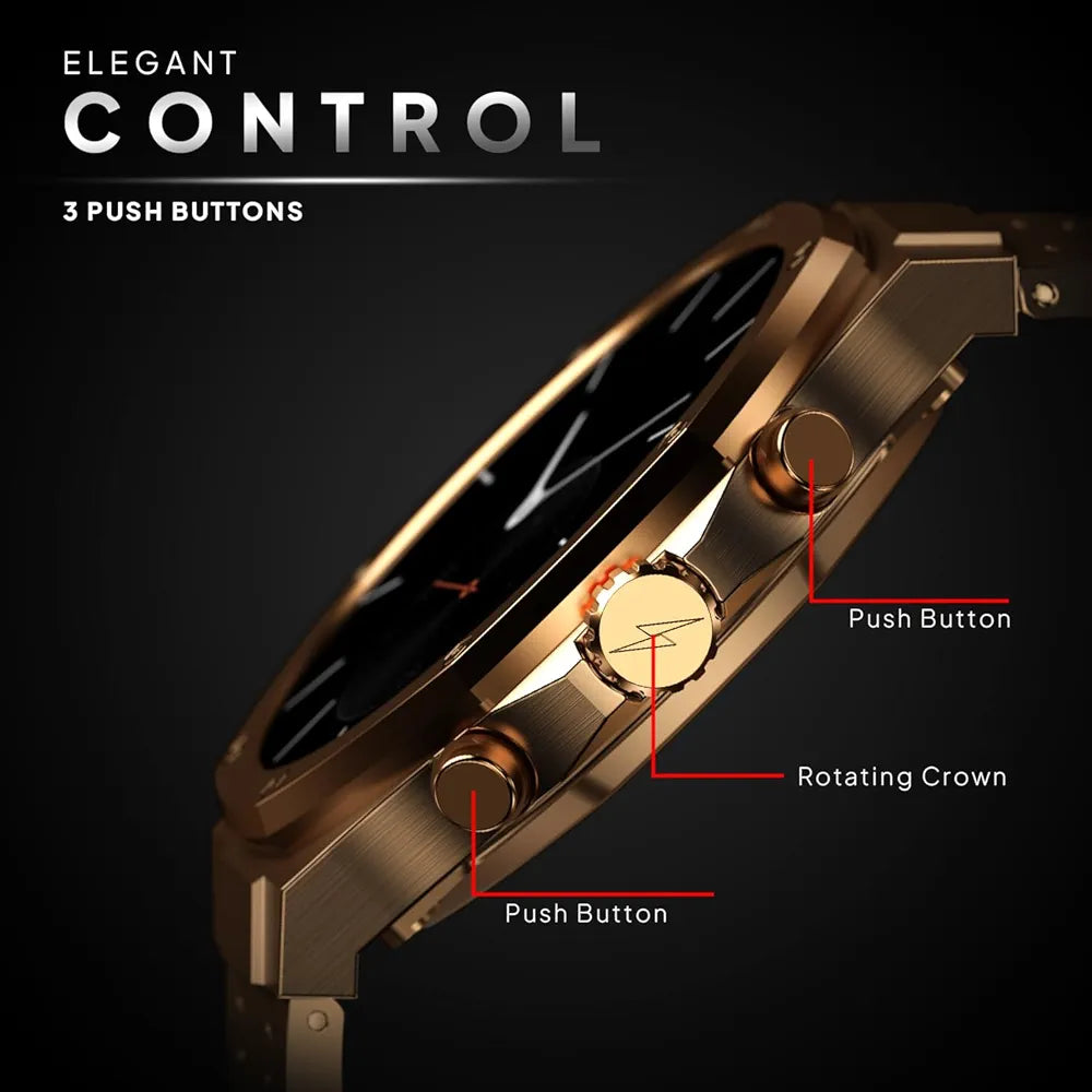 Fire-Boltt Royale Luxury Stainless Steel Smart Watch 1.43” AMOLED Display, Always On Display, 750 NITS Peak Brightness 466 * 466 px Resolution. Bluetooth Calling, IP67, 75Hz Refresh Rate 