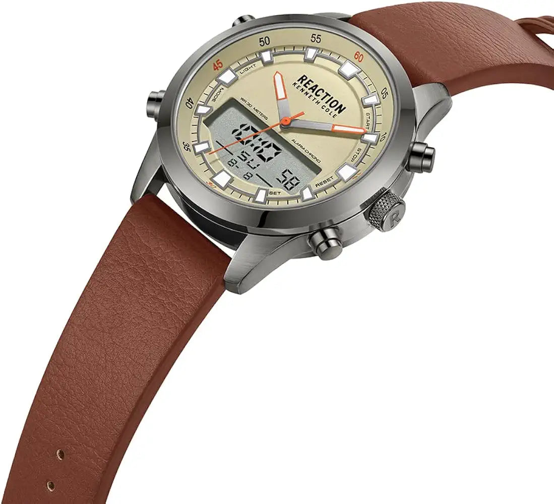 Kenneth Cole Reaction ANA-Digit ग्रे  डायल पुरुषों के लिए घड़ी-KRWGD9005301, ग्रे, पट्टा