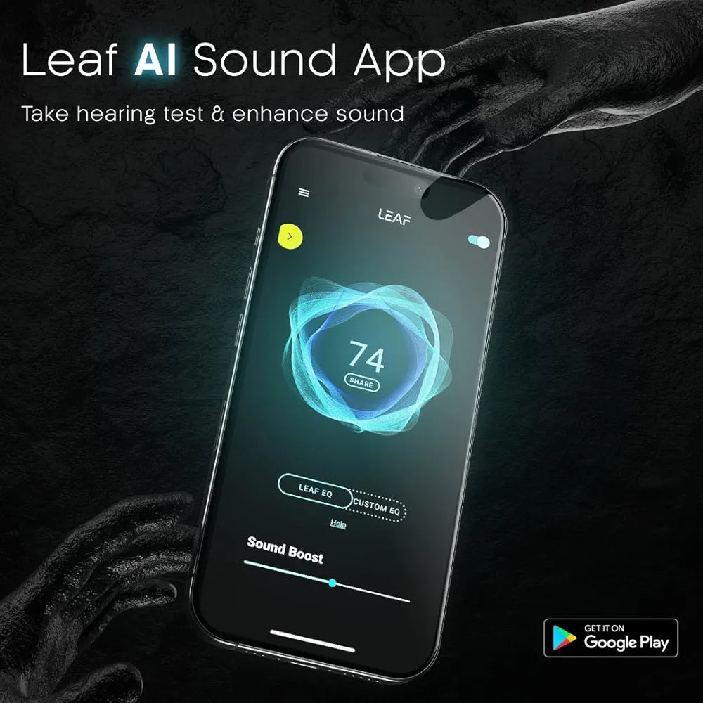 Leaf Buds X514 True Wireless ANC in Ear Earbuds with AI Sound App,Active Noise Cancellation,Transparency Mode,70H Playtime,Quad Mic Enc,40Ms Low Latency,13Mm Driver, Ipx5, Bluetooth V5.4