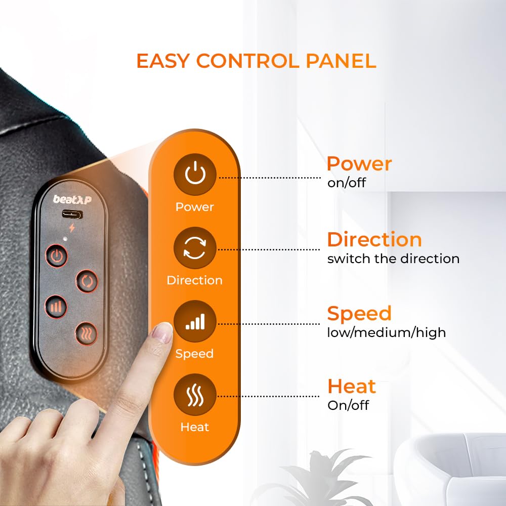 beatXP GlideHeal Shiatsu Massager with Infrared Heat Therapy | Full Body Massager