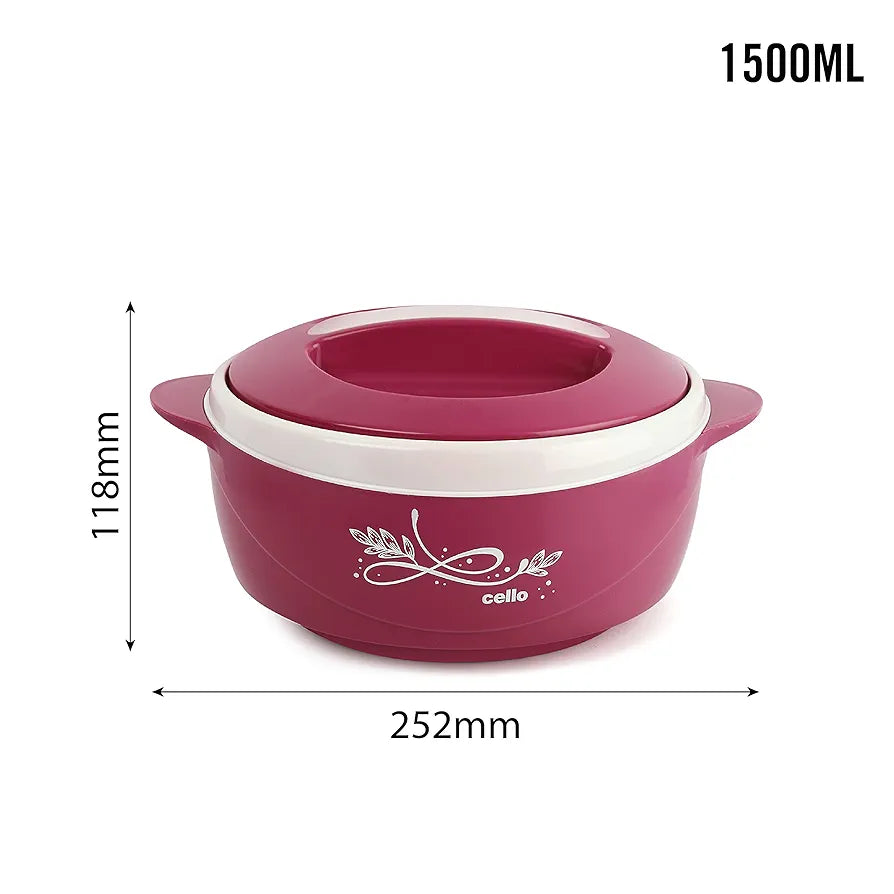 CELLO Sapphire Insulated Inner Steel Casserole Set of 3, Pink  | Hot Box for Kitchen | Hot Pot | Chapati Box | Locks in The Cold & Heat for Long | Serving Bowl with Lid |