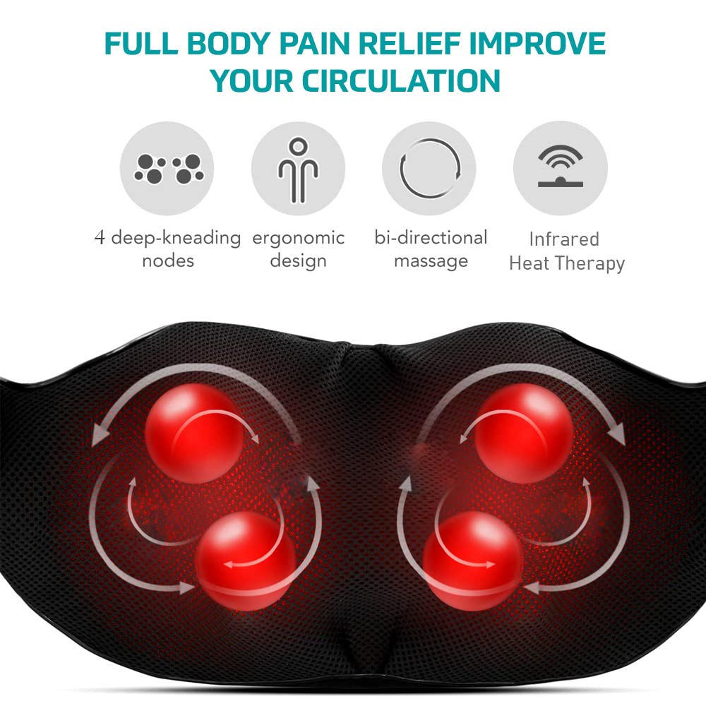 beatXP Deep Heal Shiatsu Massager with Infrared Heat Therapy | Full Body Massager