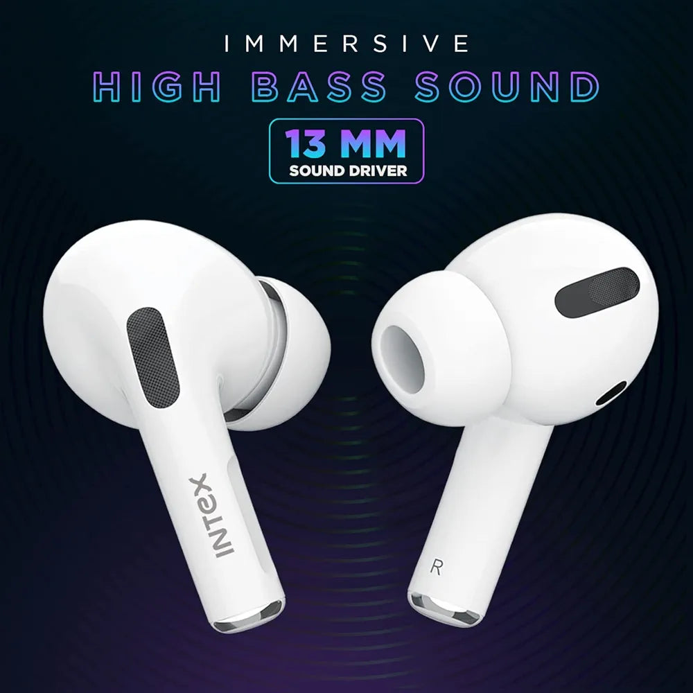 Intex Air Studs Alpha Bluetooth Truly Wireless in Ear with Up to 18H Playtime, IPX5 Extremely Loud Sound, Water Resistant, ASAP Wireless Charge, Premium Look with Super Glossy Finish 