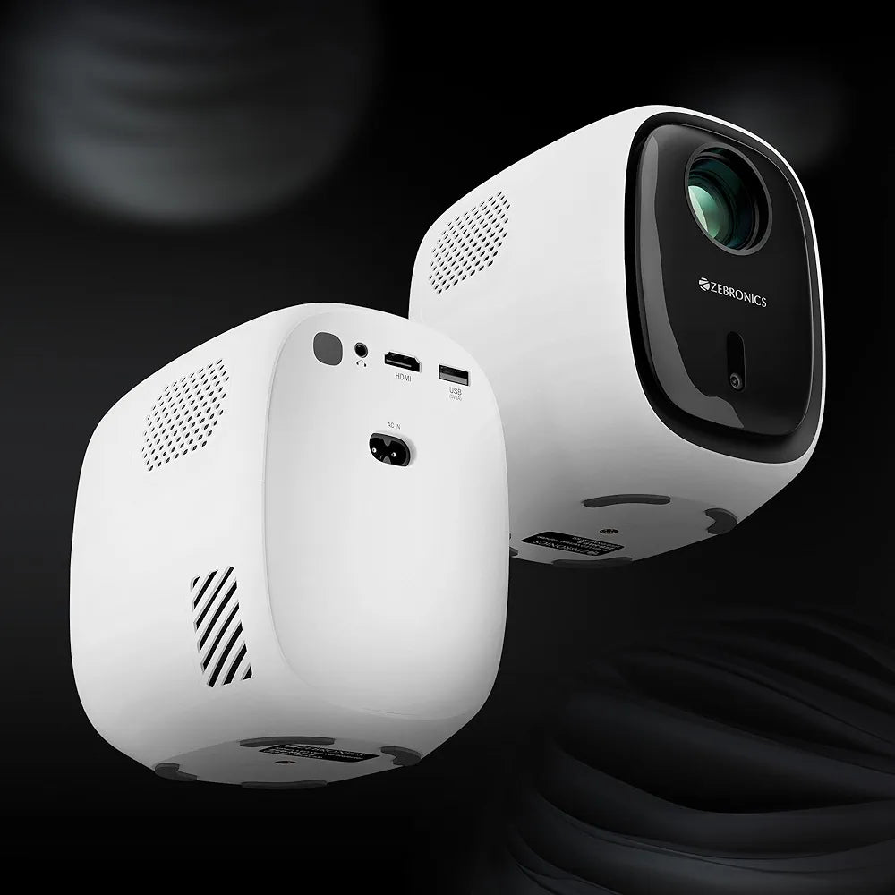 ZEBRONICS PIXAPLAY 53, Smart Vertical Projector, 3500 Lumens, 4K Support, 120 Inch Screen Size, Auto Focus, Auto Keystone, Bluetooth, HDMI, USB, WiFi, 1080p Support, APP Support, Miracast