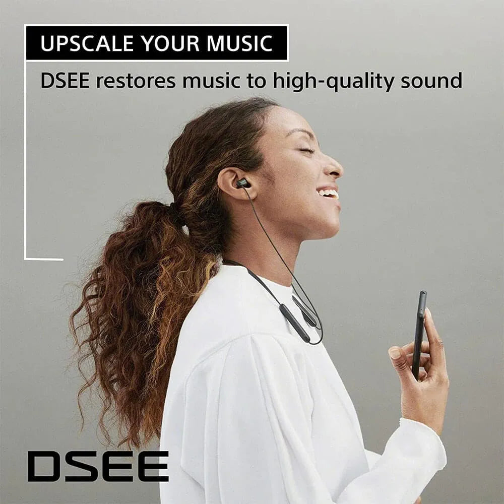 Sony WI-C100 Wireless Headphones with Customizable Equalizer for Deep Bass & 25 Hrs Battery, DSEE-Upscale, Splash Proof, 360RA, Fast Pair, in Ear Bluetooth Headset with Mic for Phone Calls 