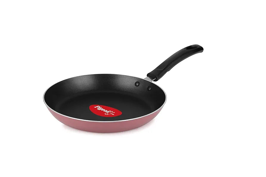 Pigeon Basics Non Induction Base Nons tick Aluminium Cookware set, including Nonstick Dosa Tawa, Nonstick Kadai With Glass Lid, and Nonstick Frying Pan, 