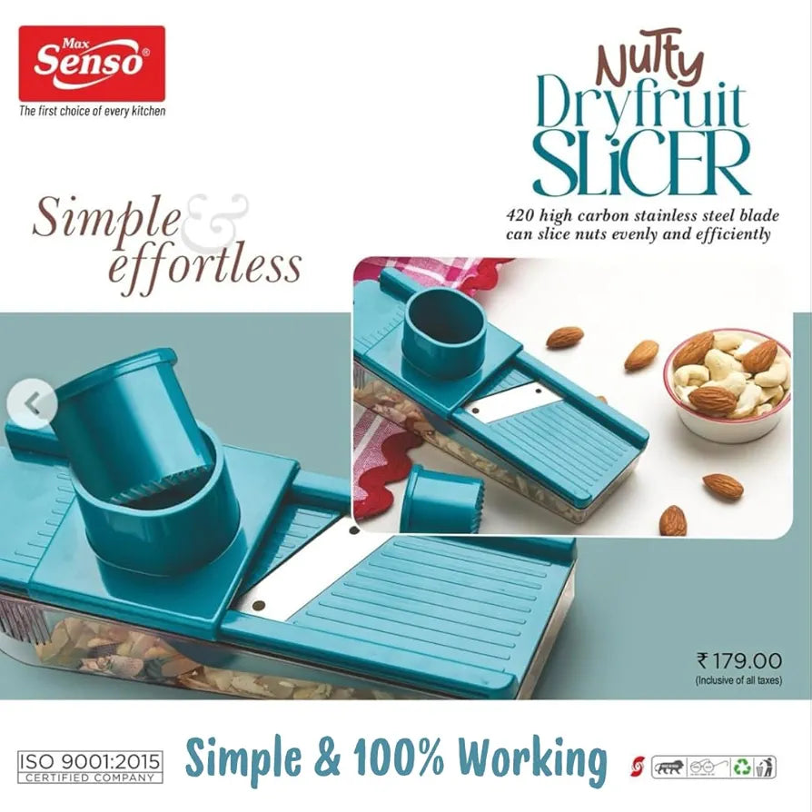 Max Senso Nutty Dryfruits Cutter with Container, Durable Almond Cutter and Slicer, Chocolate Cutter, Butter Slicer, Simple & Efficient Nuts Cutter for Cashews/Pista/Almond 