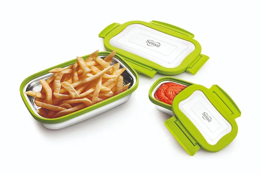 MAGIC PLUS Hot Lunch Box for Kids to School Stainless Steel Lunch Box with Compartments, Leakproof and Durable Tiffin Box for School, Daycare, and Travel, Perfect for Boys and Girls, 1000ml, Blue