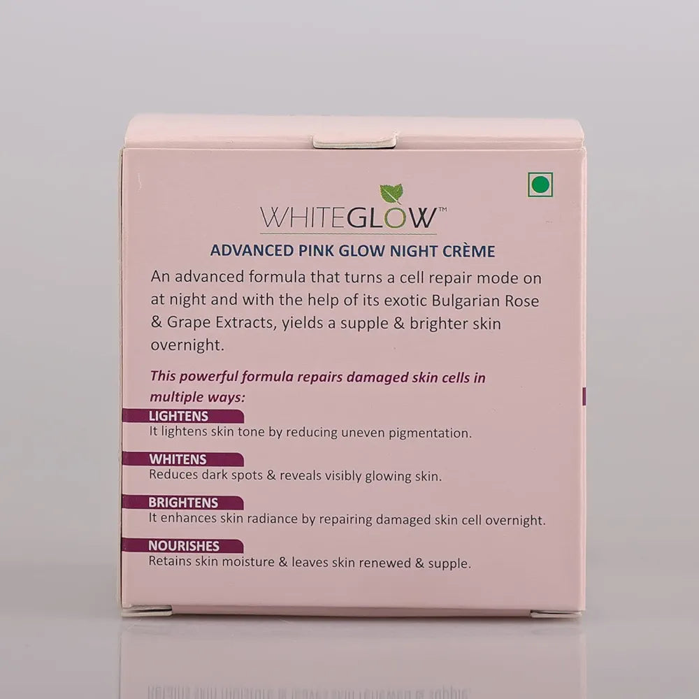 Lotus Herbals Whiteglow Advanced Pink Glow Night Cream | Intense Hydration | Preservative Free | For All Skin Types | 50g