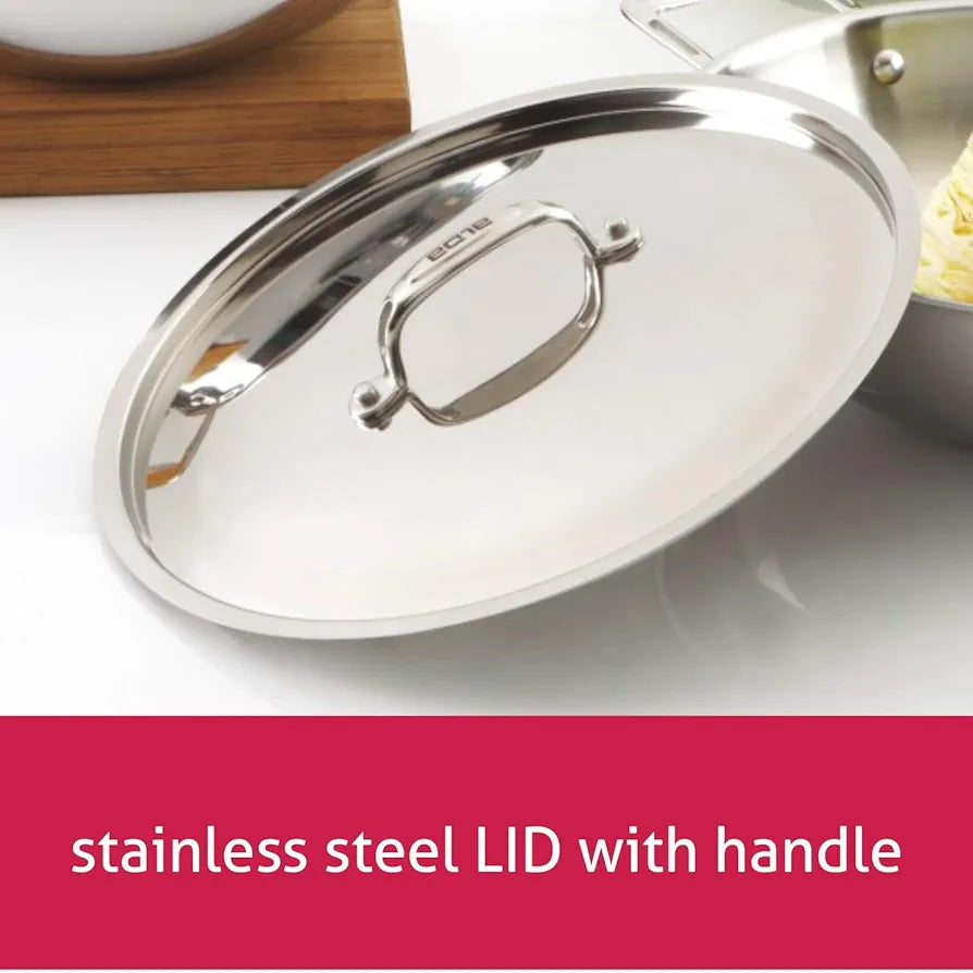 Alda Tri-Ply Stainless Steel Wok Pan 22 Cm with Lid 