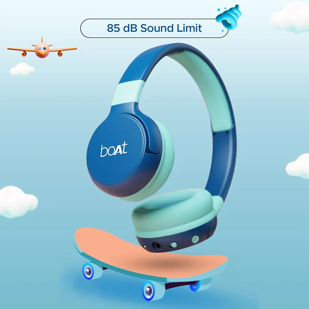 boAt Rockid Rush Wireless Headphones for Kids with Up to 10 hrs Playtime, 30mm Tuned Drivers, Bluetooth v5.3, Instant Voice Assistant, Lightweight Design & USB Type-C Interface